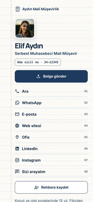 Defter tasarımı: Çizgili defter kâğıdı, lacivert yazı, numaralı satırlar. Mali müşavirlik için.