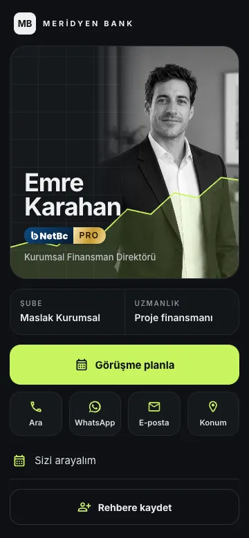 Endeks tasarımı: Grafit ızgara, siyah-beyaz portre, tek limon yeşili vurgu. Bankacılık için.