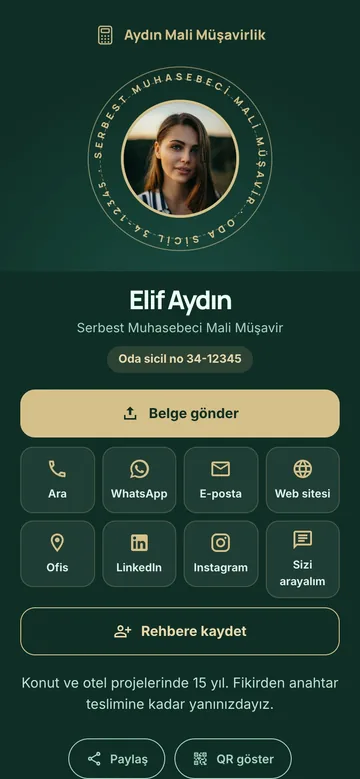 Mühür tasarımı: Koyu yeşil ve altın, mühür halkasında fotoğraf. Mali müşavirlik için.